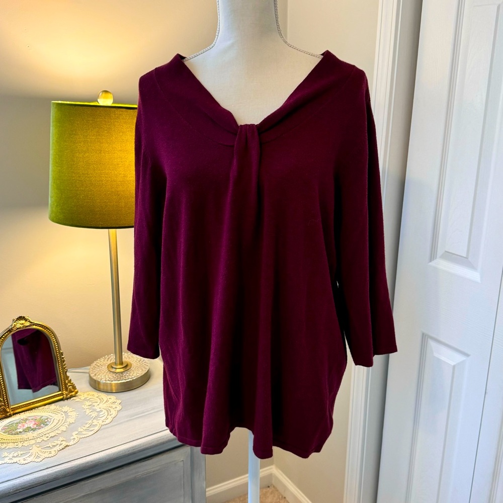 Lane Bryant Beautiful deep wine color 3/4 sleeves Sweater size 18/20 - Picture 1 of 7